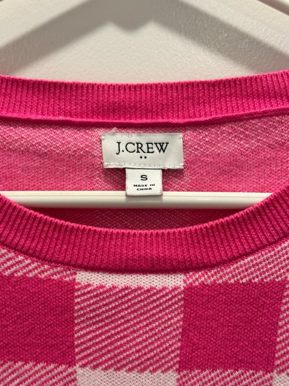J. Crew Factory Pink Gingham Short Sleeve Sweater - Size Small - Picture 5 of 5